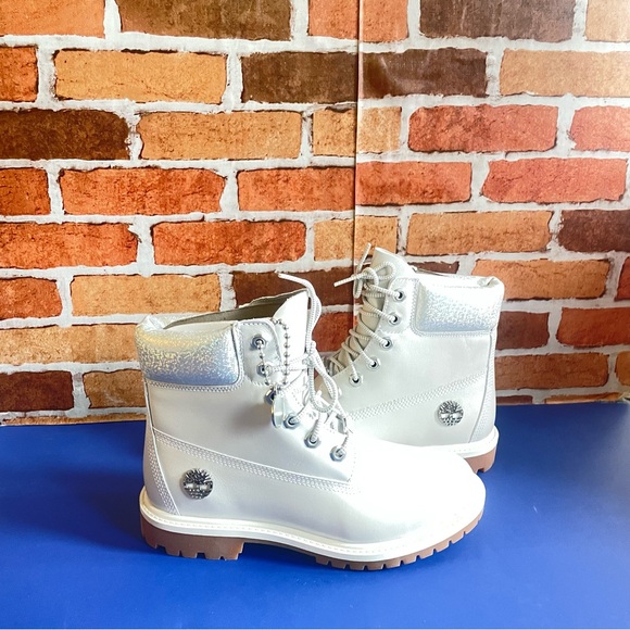 TIMBERLAND WOMEN’s PREMIUM 6 IN WATERPROOF BOOT LT GREY FULL GRAIN - Picture 6 of 7